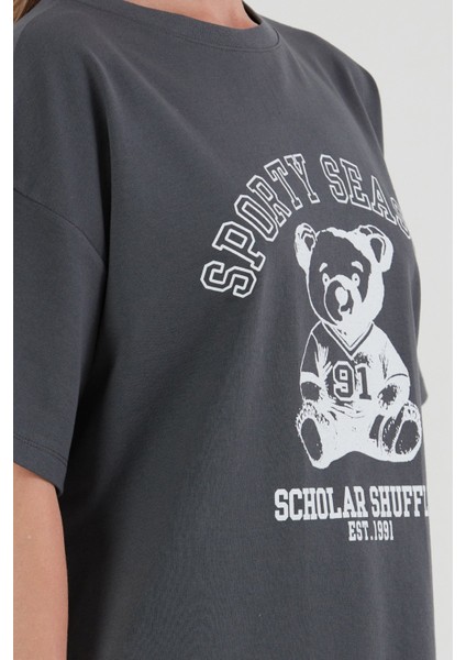 Ayıcık Baskılı Oversize Tişört indirimleri