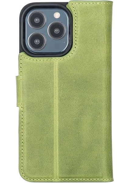 Apple iPhone 13 Pro Uyumlu Deri Cüzdanlı Kılıf Antik Yeşil modelleri