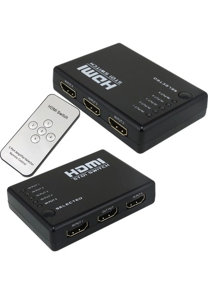 5 Giriş 1 Çıkış Hdmı Swıtcher Toplayıcı Kumandalı Adaptörsüz
