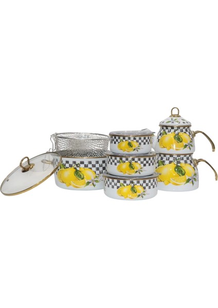 Lemon Çeyiz Seti Çaydanlık - Kızartma Tenceresi - Saklama Kabı