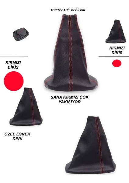 Ubıshe Uyumlu Araç,araba,oto Vites Körüğü Kırmızı Dikiş