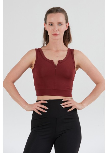 Basic Önü Fermuarlı Crop Body