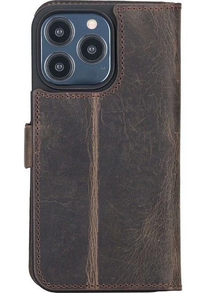 Apple iPhone 13 Pro Uyumlu Deri Cüzdanlı Kılıf Acı Kahve modelleri