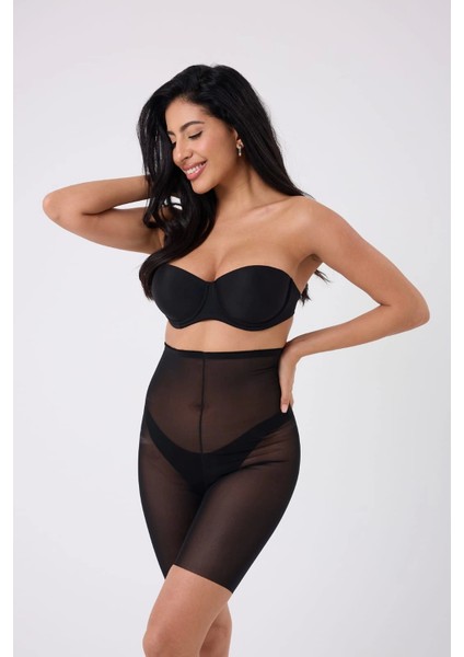 Freshness 0007 Lazer Kesim Tül Yüksek Bel Şort Korse