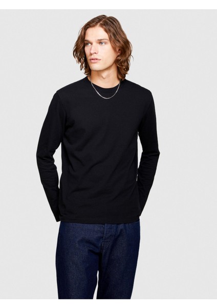 %100 Koton Regular Fit Uzun Kollu T-Shirt Erkek Siyah T-Shirt - 323A37E3S102Z modelleri