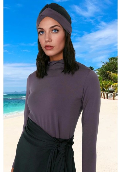 Modern Tesettür Plaj Giyim Yaz Koleksiyonu ve Havuz Için Esnek Kumaş Uv Korumalı