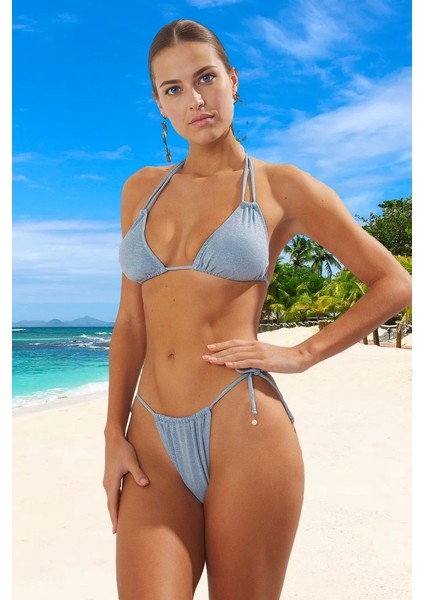 Modern Üçgen Bikini Takımı Özel Tasarım Ergonomik Kesim Plaj ve Havuz Için Premium Kalite modelleri