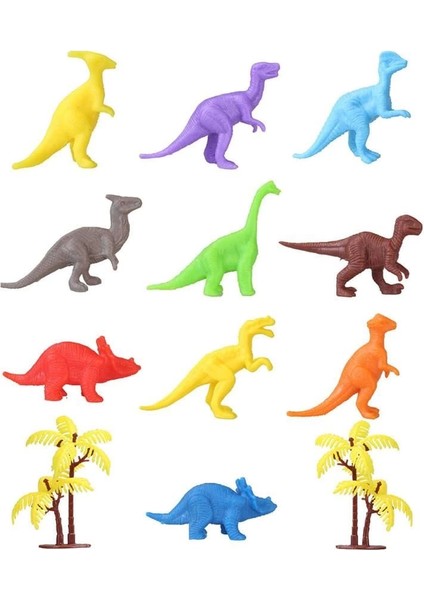 683 Toy Play 12 Parça Renkli Mini Dinozor Figür Seti 4-6 cm