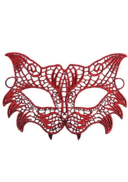 Kırmızı Dantel Masquerade Maskesi 8 No