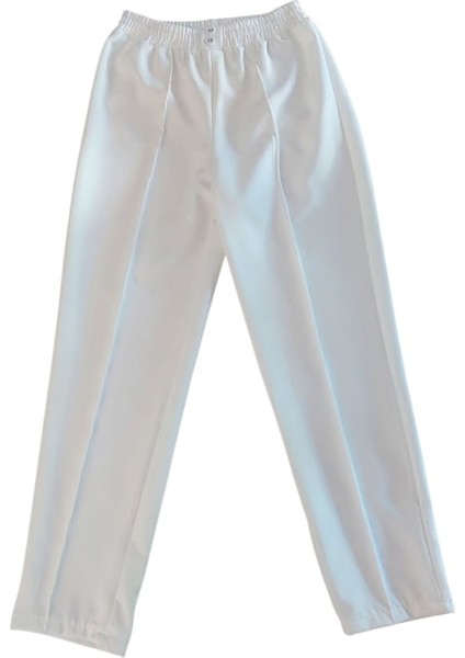 Kadın Beli Lastikli Ön Dikiş Detaylı Dekoratif Çift Düğmeli Nude Slim Fit Pantolon modelleri