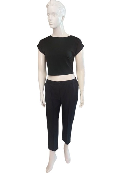 Kadın Beli Lastikli Ön Dikiş Detaylı Dekoratif Çift Düğmeli Nude Slim Fit Pantolon fırsatları