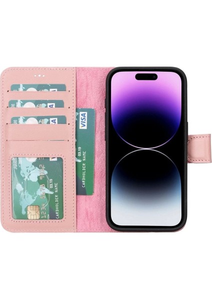 Apple iPhone 15 Pro Uyumlu Deri Cüzdanlı Kılıf Mwwn Nu2 Pembe fiyatları