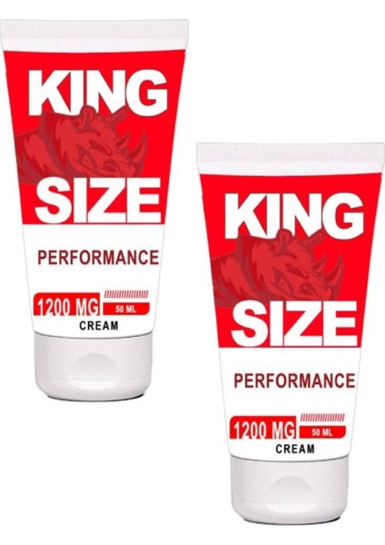 King Size 1200 Mg Erkeklere Yoğun Sertlestiriclim Bakım ve Mesaj Kremi 50 ml x 2 Adet