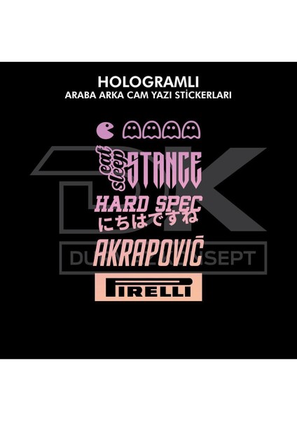 Araba Arka Cam Yazıları Hologramlı Sticker
