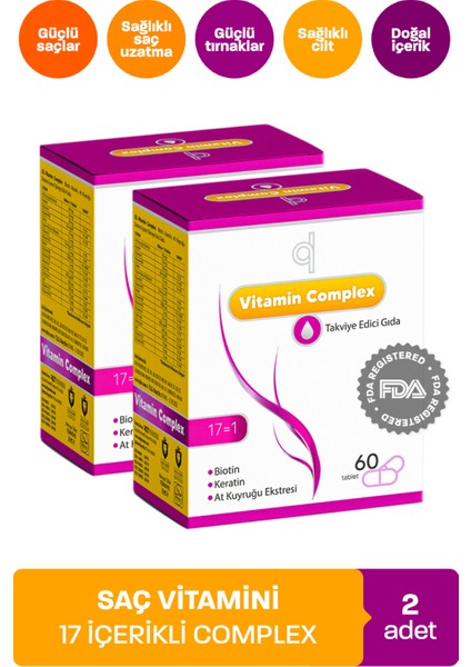 Biotin Complex Saç ve Tırnak Vitamini - Hair Vitamin B Complex Keratin Çinko 5000 Mg Biyotin Tablet Saç Dökülme Vitamin Mineral Takviyesi Folik Asit At Kuyruğu Ekstresi Magnezyum B7 B12 Vitamini S