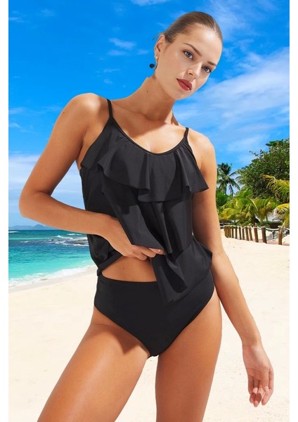 Modern Volanlı Mayo Şık Detaylı Uv Korumalı Plaj ve Havuz Için Mayosu Deniz Kıyafeti