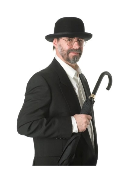 Siyah Renk Yetişkin Boy Retro Bowler Derby Şapkası 58 cm modelleri