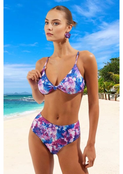Modern Desenli Bikini Takımı Hızlı Kuruyan Uv Korumalı Ergonomik Kesim Özel Tasarım