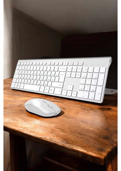 Beyaz Kablosuz Klavye Fare Seti Kablosuz Fare USB Alıcı Pc Uyumlu indirimleri