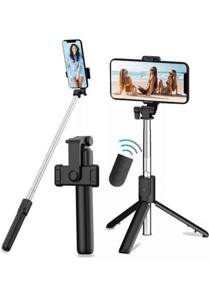 Tripod Selfie Çubuğu Bluetooth Kumandalı Kablosuz LED Işıklı indirimleri