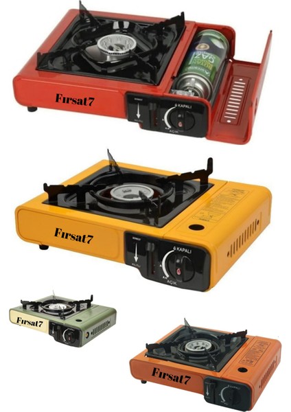 Portatif Tek Gözlü Stop Emniyetli Profesyonel Kamp Doğa Piknik Gaz Ocağı Çanta ve Gaz Hediye