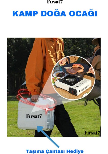 Portatif Tek Gözlü Stop Emniyetli Profesyonel Kamp Doğa Piknik Gaz Ocağı Çanta ve Gaz Hediye fiyatları