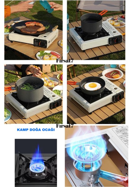 Portatif Tek Gözlü Stop Emniyetli Profesyonel Kamp Doğa Piknik Gaz Ocağı Çanta ve Gaz Hediye fırsatları