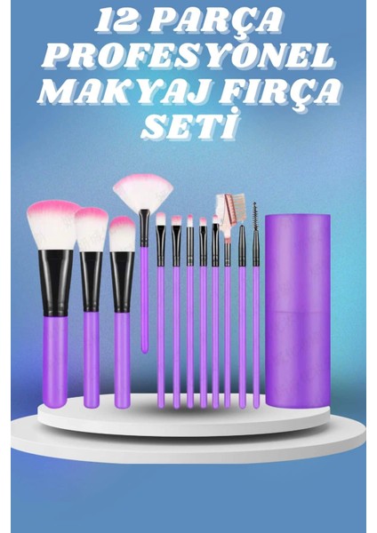 12 Parça Yumuşak Uçlu Makyaj Fırça Set-Göz ve Yüz Makyajı İçin Fırça Seti Profesyonel Makyaj Seti