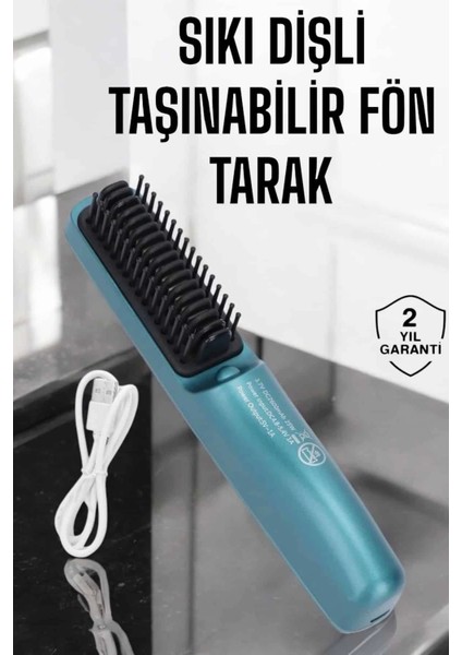 Saç Düzleştirici Fön Tarak Sıkı Dişli Iyon Özelliği Şarjlı Taşınabilir