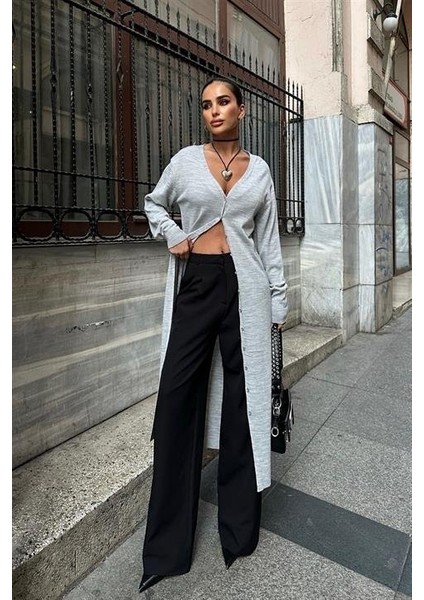 Sandy Düğmeli Uzun Hırka 5100-23