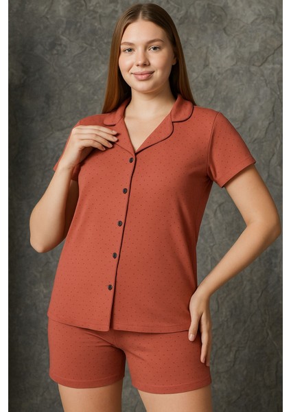 Kadın Bambu Gömlek Şort Takım Kısa Kollu Düğmeli Yazlık Takım