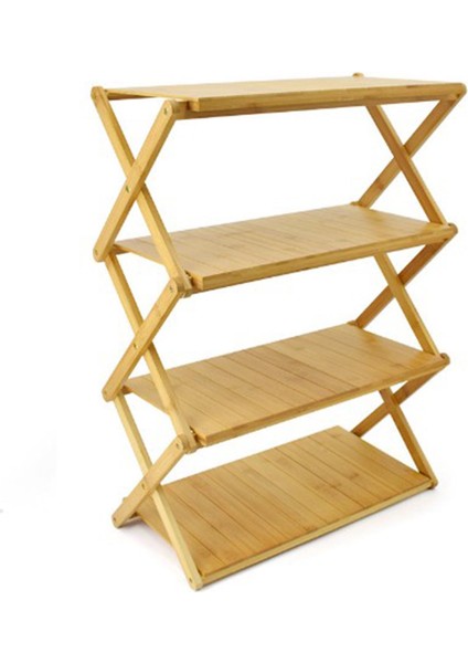 Ahşap Katlanabilir Raf Çok Katmanlı Uzay Tasarrufu Güçlü Yük Taşıyan Taşınabilir Depolama Rafı Açık Kamp Için 4 Kat (Yurt Dışından)