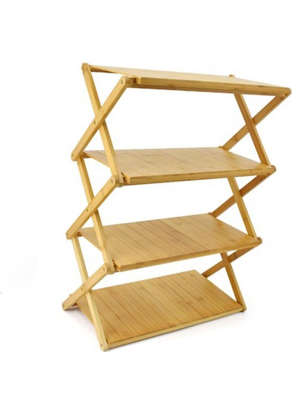 Ahşap Katlanabilir Raf Çok Katmanlı Uzay Tasarrufu Güçlü Yük Taşıyan Taşınabilir Depolama Rafı Açık Kamp Için 4 Kat (Yurt Dışından) fiyatları