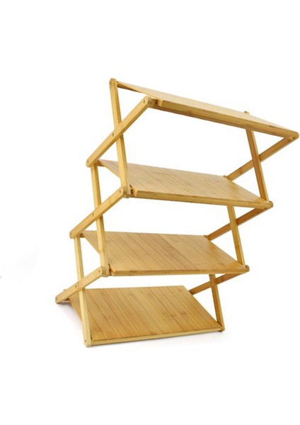 Ahşap Katlanabilir Raf Çok Katmanlı Uzay Tasarrufu Güçlü Yük Taşıyan Taşınabilir Depolama Rafı Açık Kamp Için 4 Kat (Yurt Dışından) modelleri