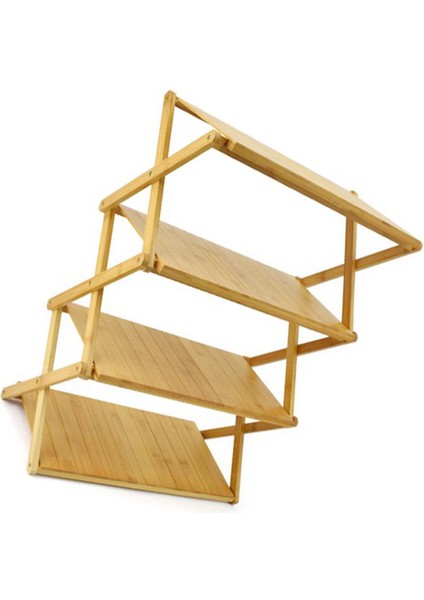 Ahşap Katlanabilir Raf Çok Katmanlı Uzay Tasarrufu Güçlü Yük Taşıyan Taşınabilir Depolama Rafı Açık Kamp Için 4 Kat (Yurt Dışından) fırsatları