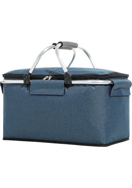 Piknik Çantası Katlanabilir Piknik Sepeti Yalıtımlı Rahat Saplı Buz Cepler Soğutucu Çanta Piknik Seyahat Kamp Için Koyu Mavi (Yurt Dışından)
