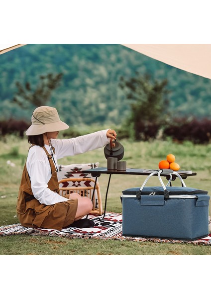 Piknik Çantası Katlanabilir Piknik Sepeti Yalıtımlı Rahat Saplı Buz Cepler Soğutucu Çanta Piknik Seyahat Kamp Için Koyu Mavi (Yurt Dışından) indirimleri