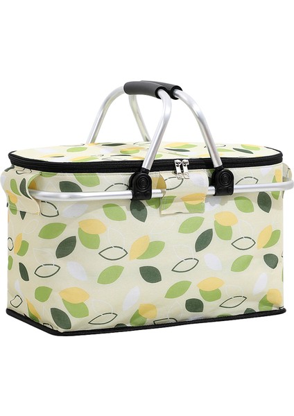 Piknik Çantası Katlanabilir Piknik Sepeti Yalıtımlı Rahat Saplı Buz Cepler Soğutucu Çanta Piknik Seyahat Kamp Için Yeşil Yapraklar (Yurt Dışından)