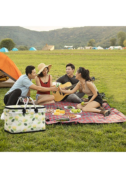 Piknik Çantası Katlanabilir Piknik Sepeti Yalıtımlı Rahat Saplı Buz Cepler Soğutucu Çanta Piknik Seyahat Kamp Için Yeşil Yapraklar (Yurt Dışından) fırsatları