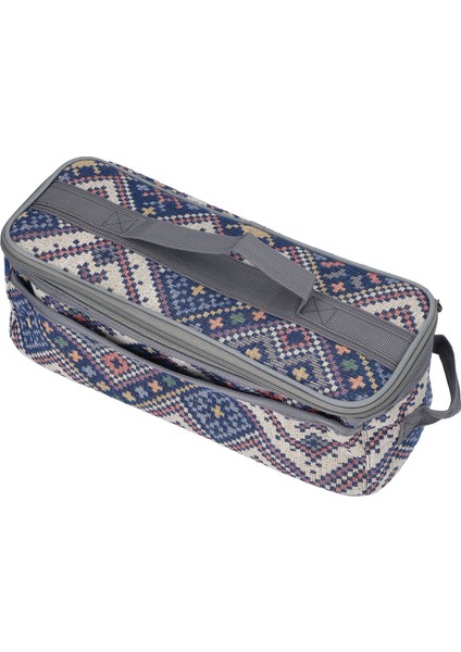 Kamp Eşyaları Saklama Çantası Büyük Kapasiteli Ayrılabilir Çift Fermuarlı Ulusal Tarzı Sofra Saplı Çanta Açık Mavi Nakış (Yurt Dışından) fırsatları