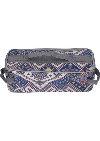 Kamp Eşyaları Saklama Çantası Büyük Kapasiteli Ayrılabilir Çift Fermuarlı Ulusal Tarzı Sofra Saplı Çanta Açık Mavi Nakış (Yurt Dışından) indirimleri