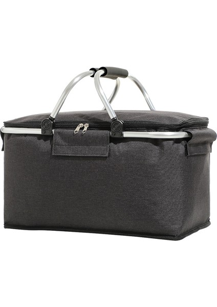 Piknik Çantası Katlanabilir Piknik Sepeti Yalıtımlı Rahat Saplı Buz Cepler Soğutucu Çanta Piknik Seyahat Kamp Için Siyah (Yurt Dışından)
