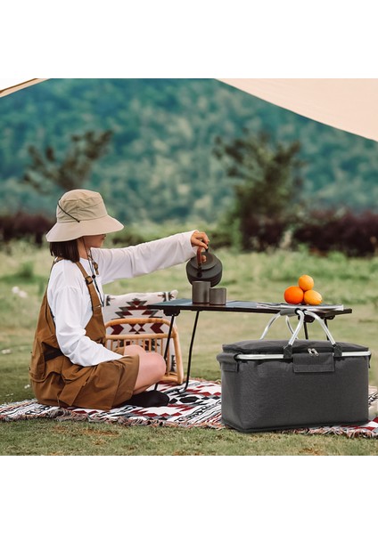 Piknik Çantası Katlanabilir Piknik Sepeti Yalıtımlı Rahat Saplı Buz Cepler Soğutucu Çanta Piknik Seyahat Kamp Için Siyah (Yurt Dışından) modelleri
