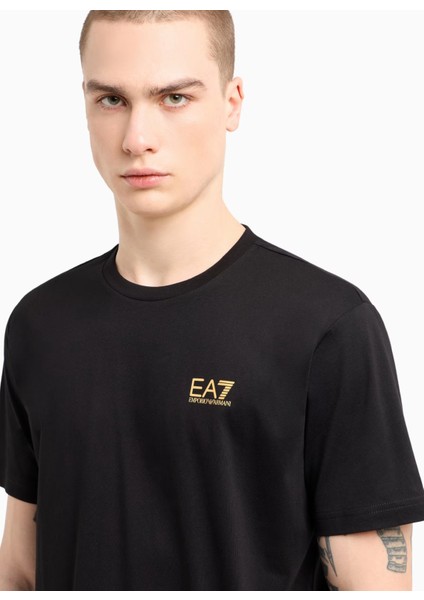 Bisiklet Yaka Siyah Erkek T-Shirt Traın Logo Serıes Tee modelleri