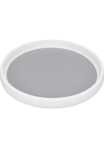 Kaymaz Döner Tabla Döner Dolap Çeşniler Depolama Organizatör Raf Yuvarlak Çok Fonksiyonlu Dia 30CM L Beyaz ve Gri (Yurt Dışından)