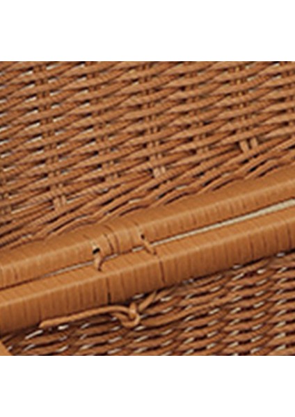 Dokuma Piknik Kutusu Plastik Rattan Kokusuz Retro Dokuma Saklama Kutusu Halka Şekilli Saplı Açık Ahşap Renk S (Yurt Dışından)