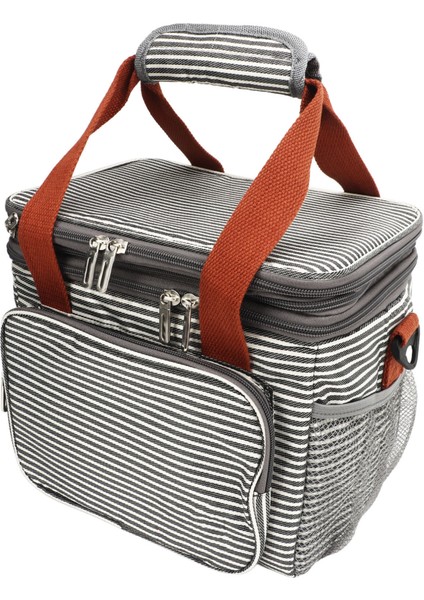 Taşınabilir Soğutucu Çanta Çift Katmanlı Büyük Kapasiteli Su Geçirmez Sızdırmaz Yalıtımlı Yemek Kabı Açık Piknik Kamp Için Çizgili Baskı (Yurt Dışından) indirimleri