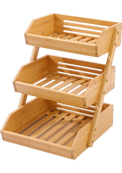 Büyük 3 Katmanlı Bambu Meyve Sepeti 3 Katmanlı Meyve Sebze Aperatifler Çeşitli Eşyalar Depolama Standı Mutfak Sayacı Meyve Dükkanı Açık Piknik (Yurt Dışından)