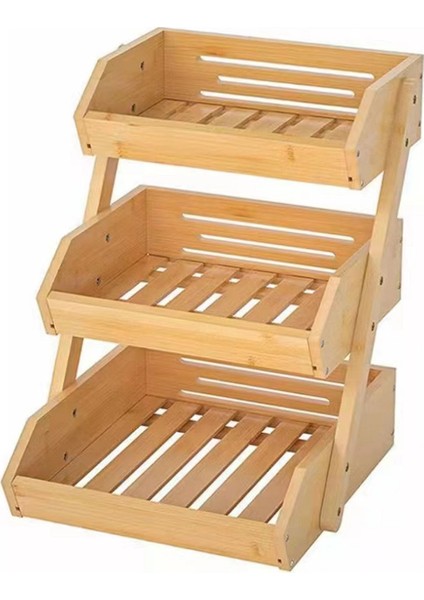 Büyük 3 Katmanlı Bambu Meyve Sepeti 3 Katmanlı Meyve Sebze Aperatifler Çeşitli Eşyalar Depolama Standı Mutfak Sayacı Meyve Dükkanı Açık Piknik (Yurt Dışından)