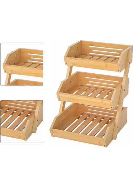 Büyük 3 Katmanlı Bambu Meyve Sepeti 3 Katmanlı Meyve Sebze Aperatifler Çeşitli Eşyalar Depolama Standı Mutfak Sayacı Meyve Dükkanı Açık Piknik (Yurt Dışından)